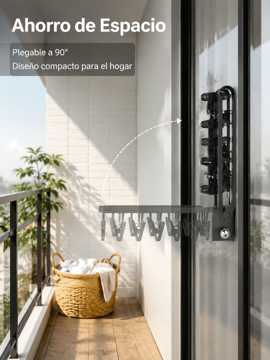 Tendedero de ventosa para ventana de balcón