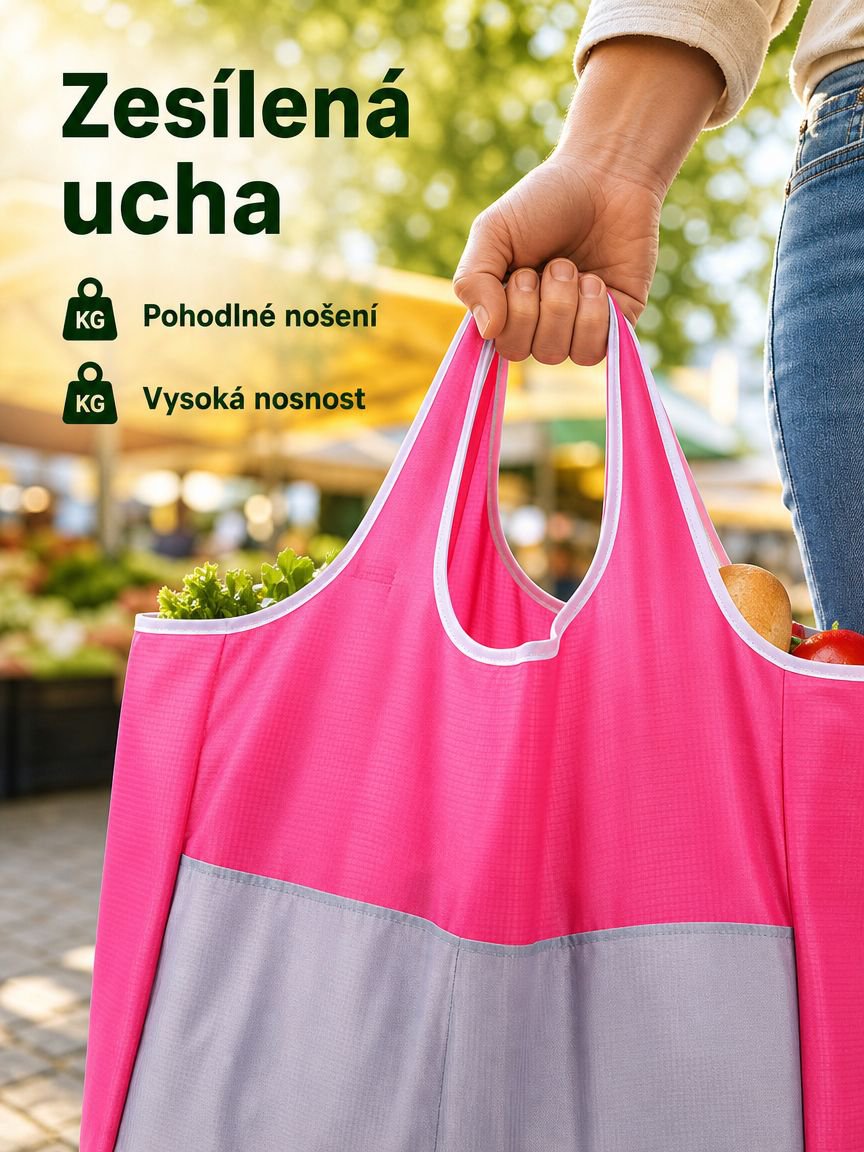Ekologická přenosná skládací nákupní taška, velká nákupní taška z Oxfordu