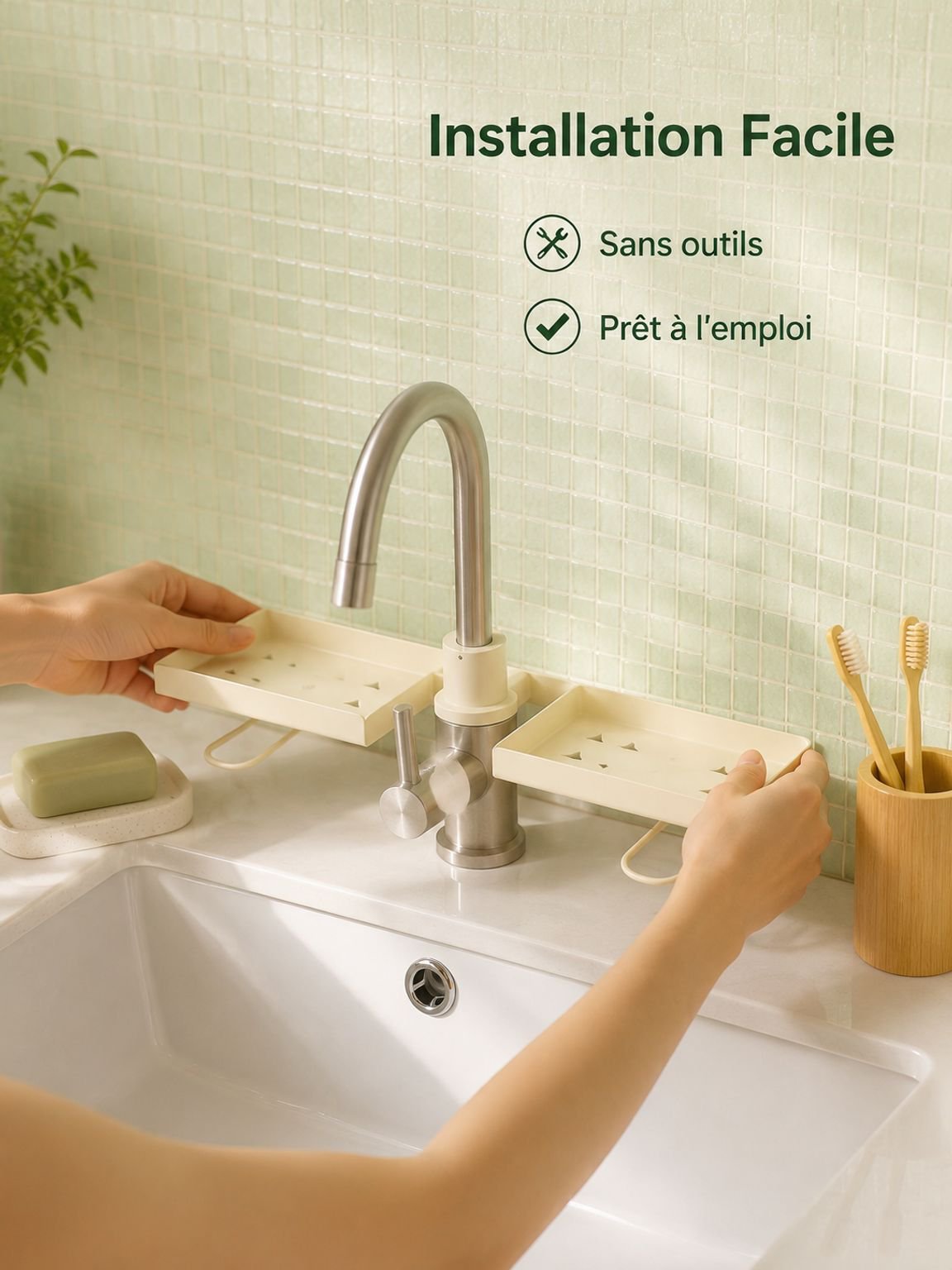 Étagère pliable de rangement pour lavabo de salle de bain