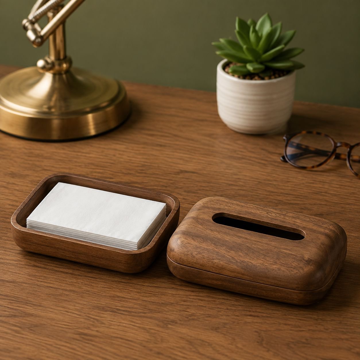 Light luxury tissue box enhancing desktop decor