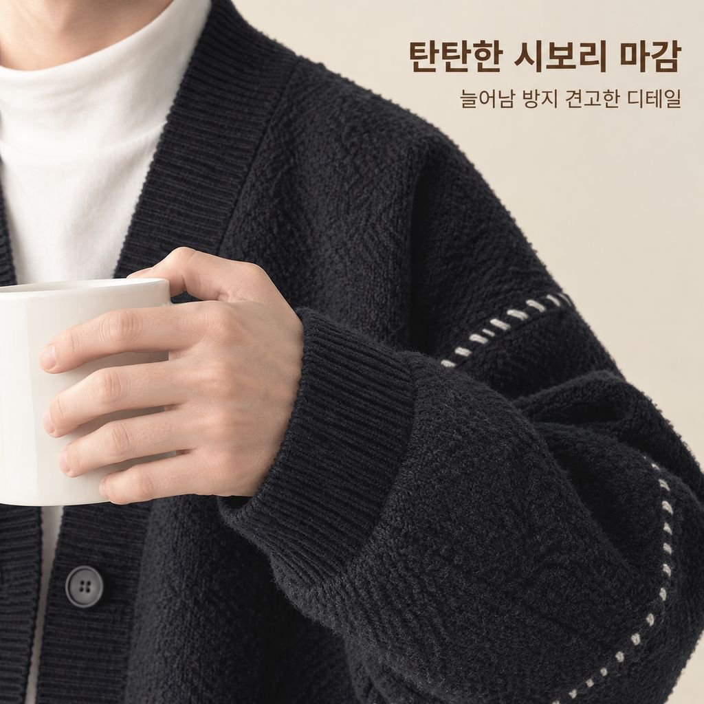 가을용 남성 오픈 가디건 니트 스웨터, 루즈핏 V넥 스타일