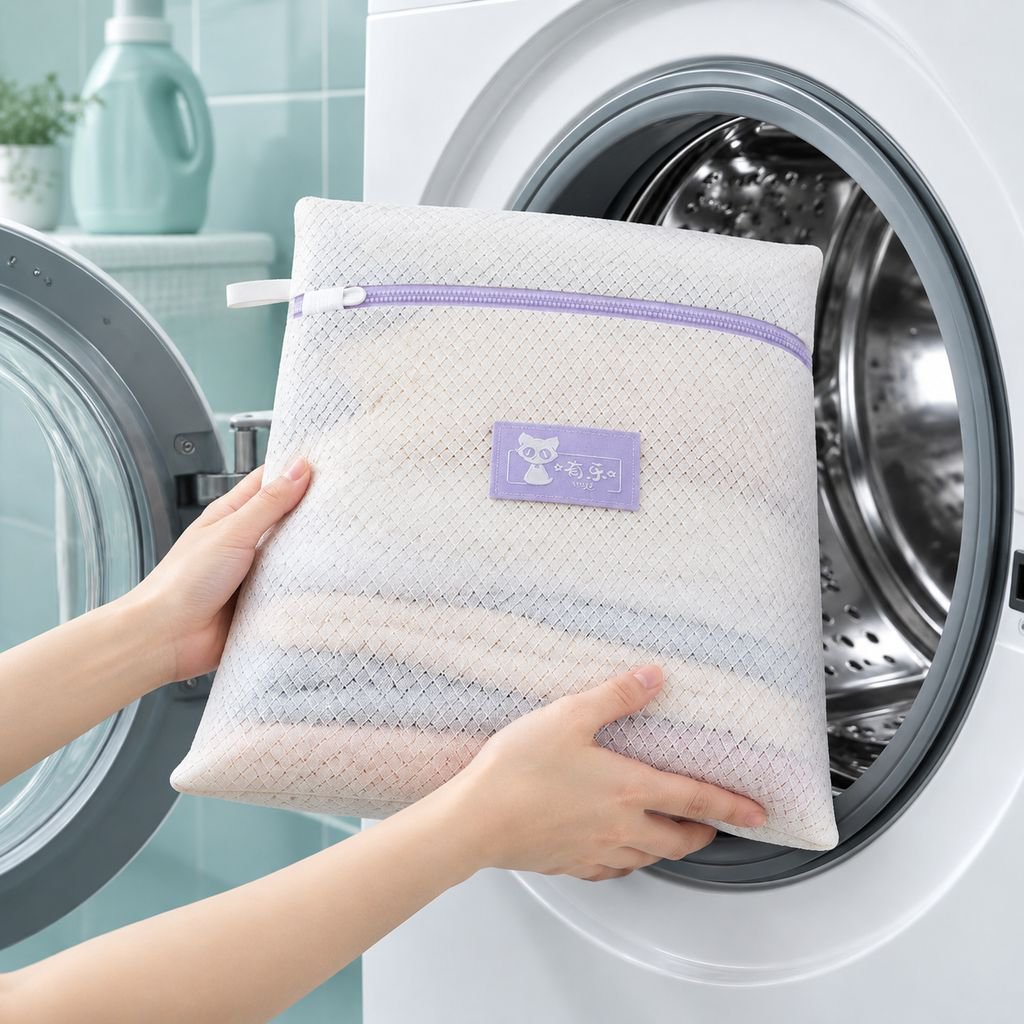 洗濯機やウールのセーター専用の洗濯ネット、厚手で型崩れしにくいメッシュ素材の洗濯ネット