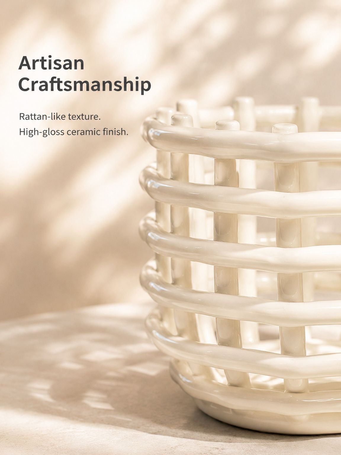 Modern multifunctional ceramic organizer basket