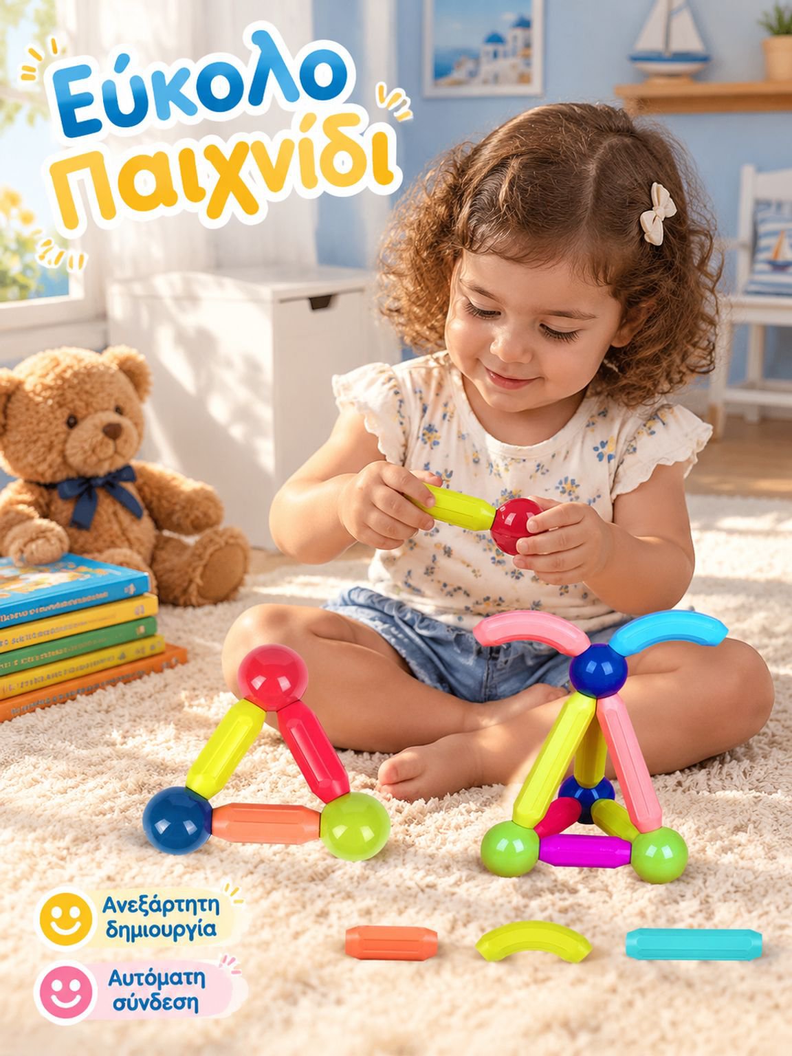 Εκπαιδευτικά δομικά στοιχεία με μαγνητική ράβδο