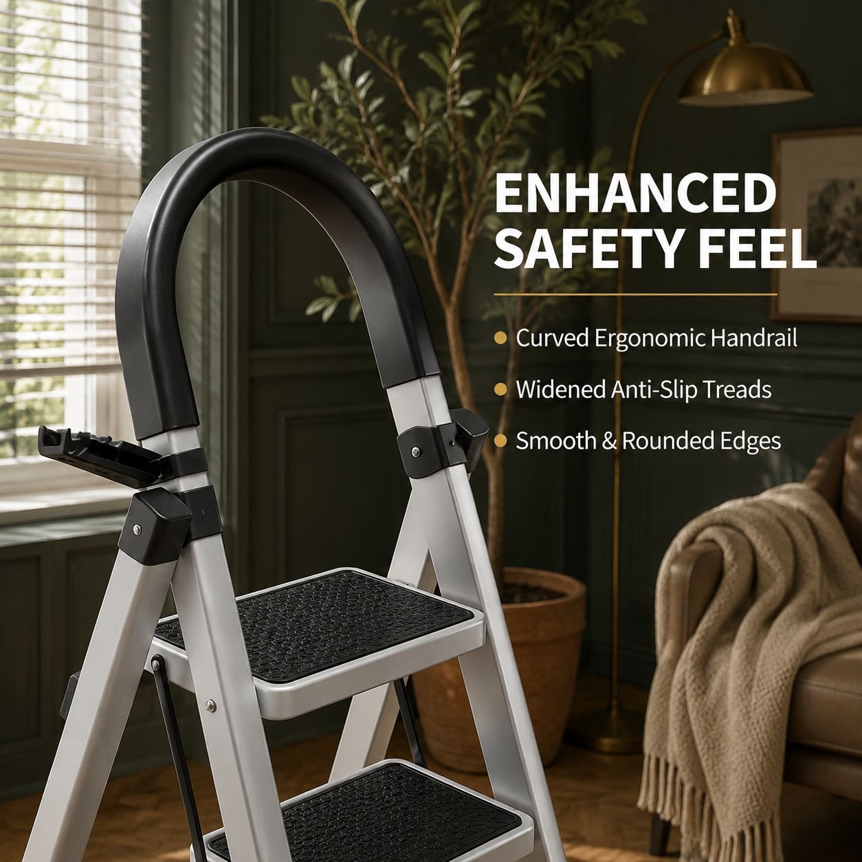 Household folding telescopic thickened aluminum alloy A-frame ladder