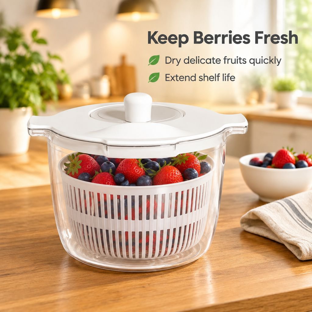 Hand Crank Salad Spinner Household Fruit Vegetable Washer Dryer Kitchen Drainer Basket