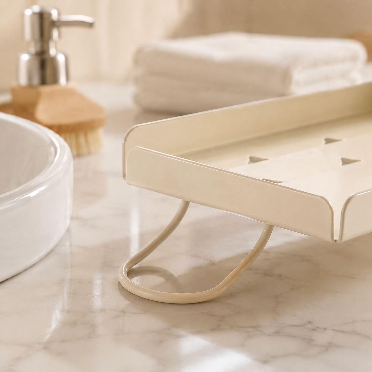 Compact plant shelf for bathroom sink decor