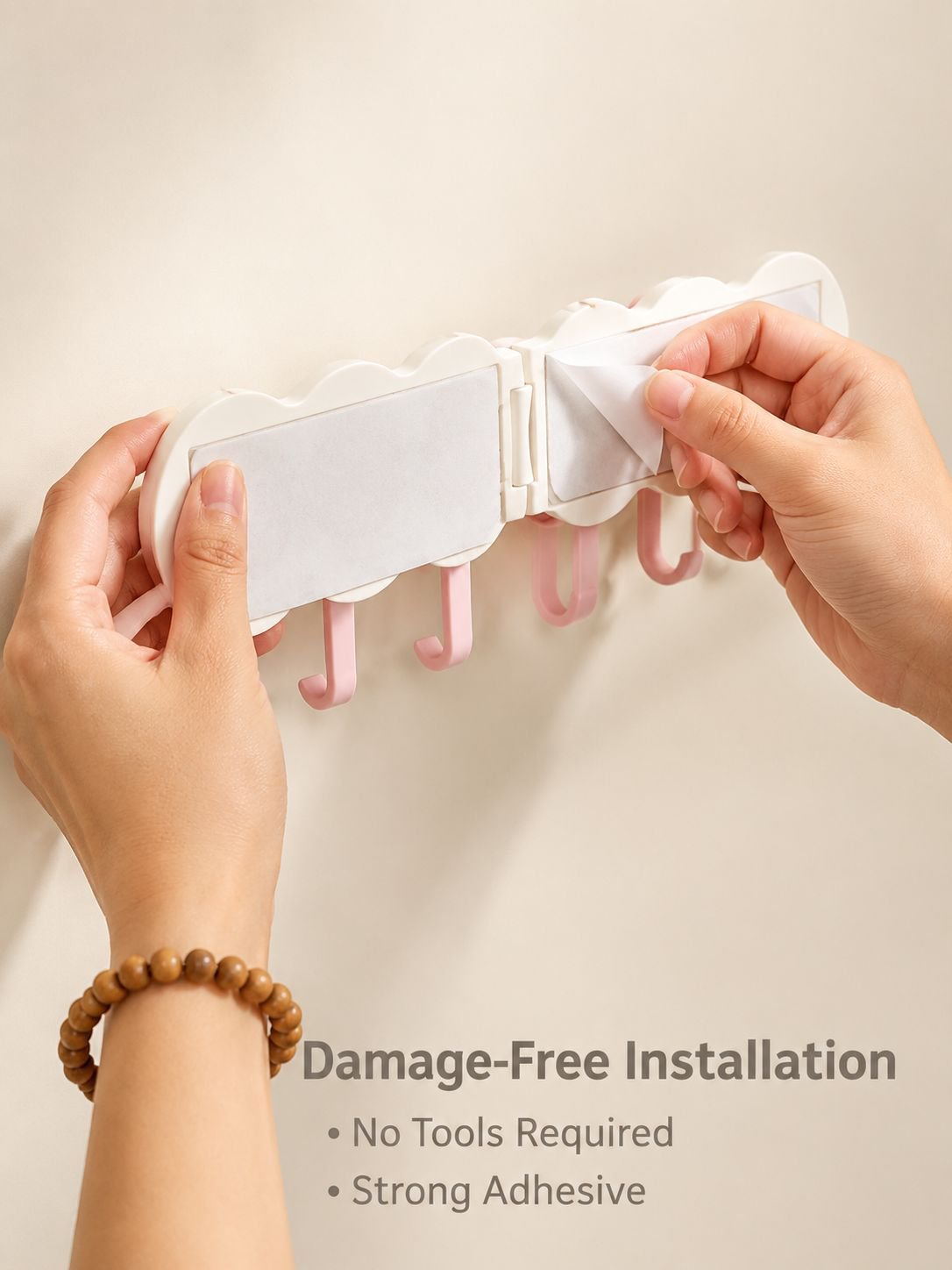 Cream Corner Row Wall Hooks