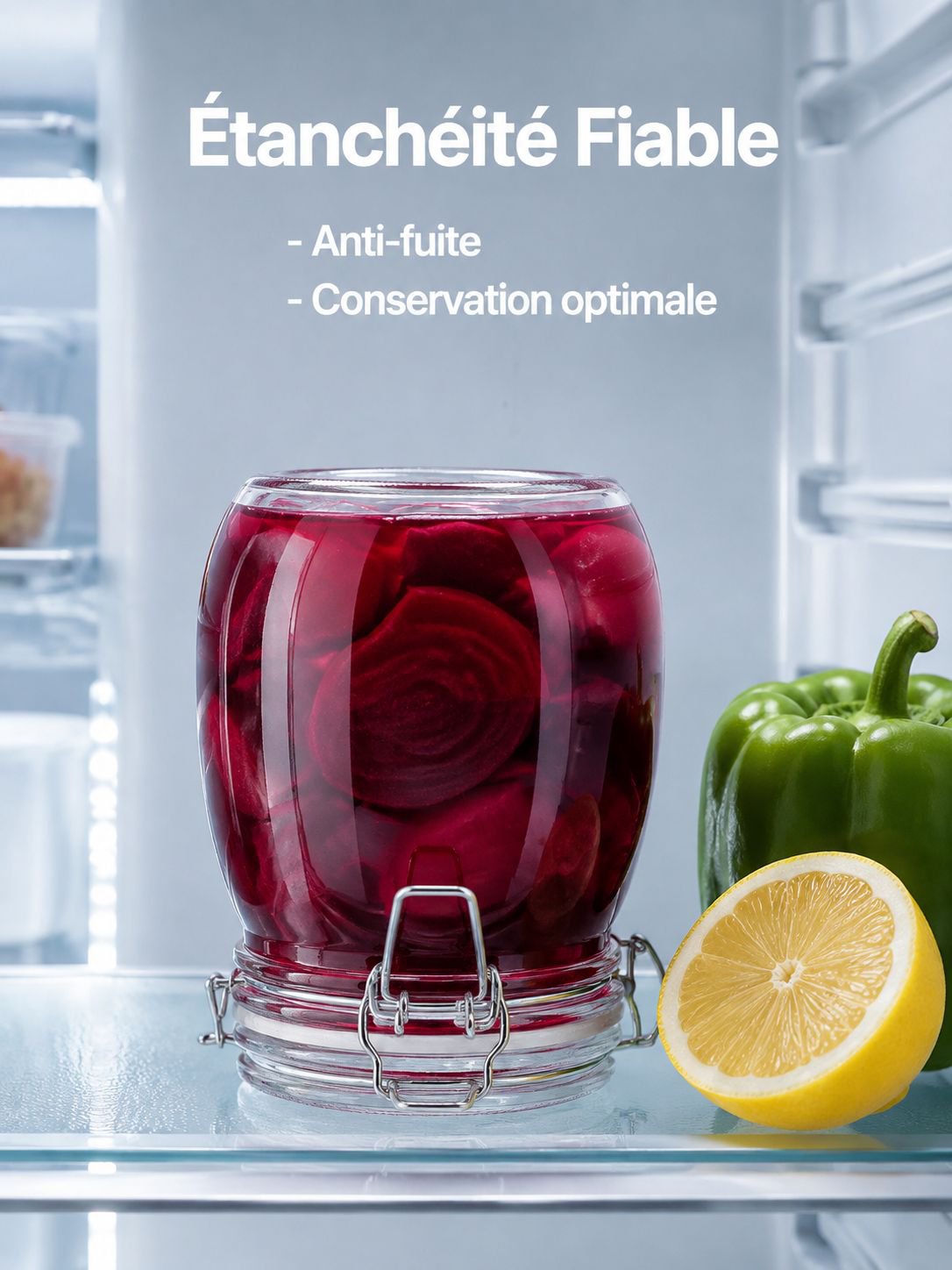 Bocal de conservation alimentaire avec fermeture en acier