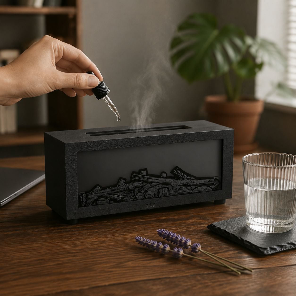 Humidificador creativo con aromaterapia de llama de chimenea de simulación genial de escritorio JMY