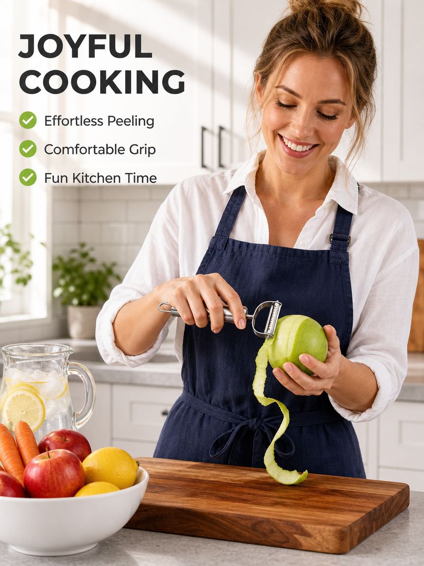 JMY - Stainless Steel Kitchen Gadgets for Restaurants and Homes: Fruit Peeler, Creative Smiley Face 