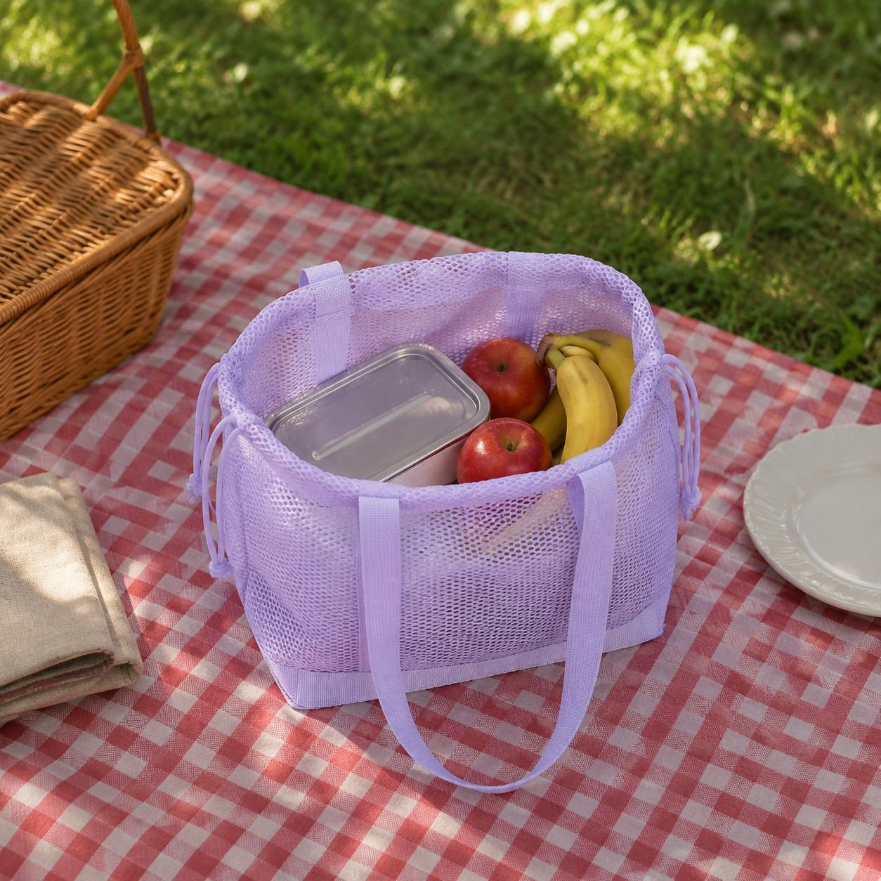 Durable foldable bag carrying fresh produce