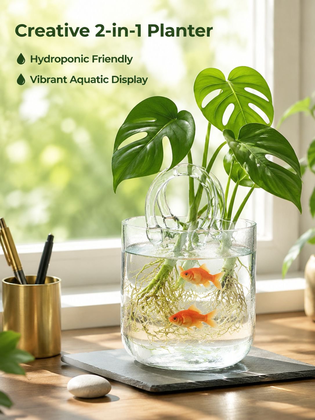 Glass vase hydroponic flower basket bag