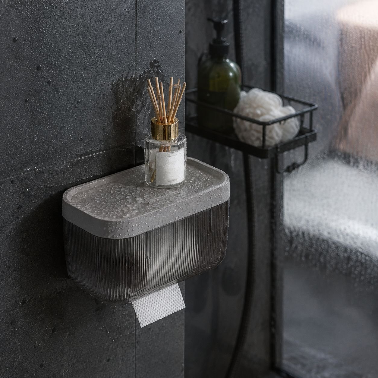 Accesorio de baño para almacenar pañuelos y papel