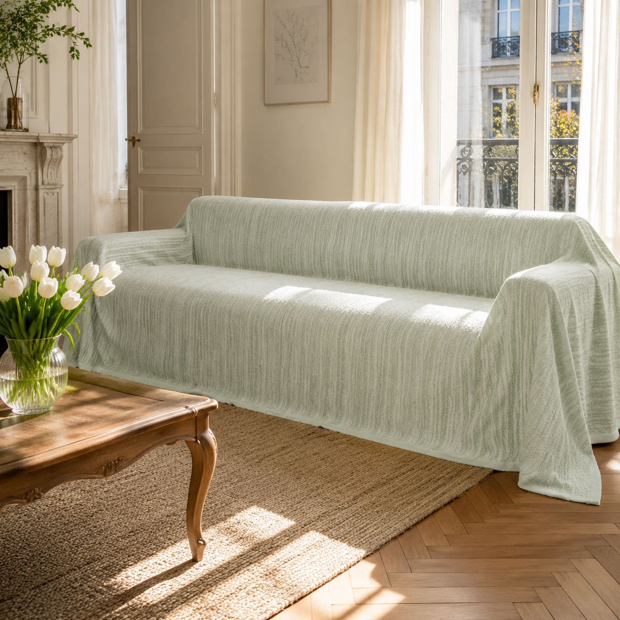 Housse de canapé en soie brillante et délicate, usage domestique d'été
