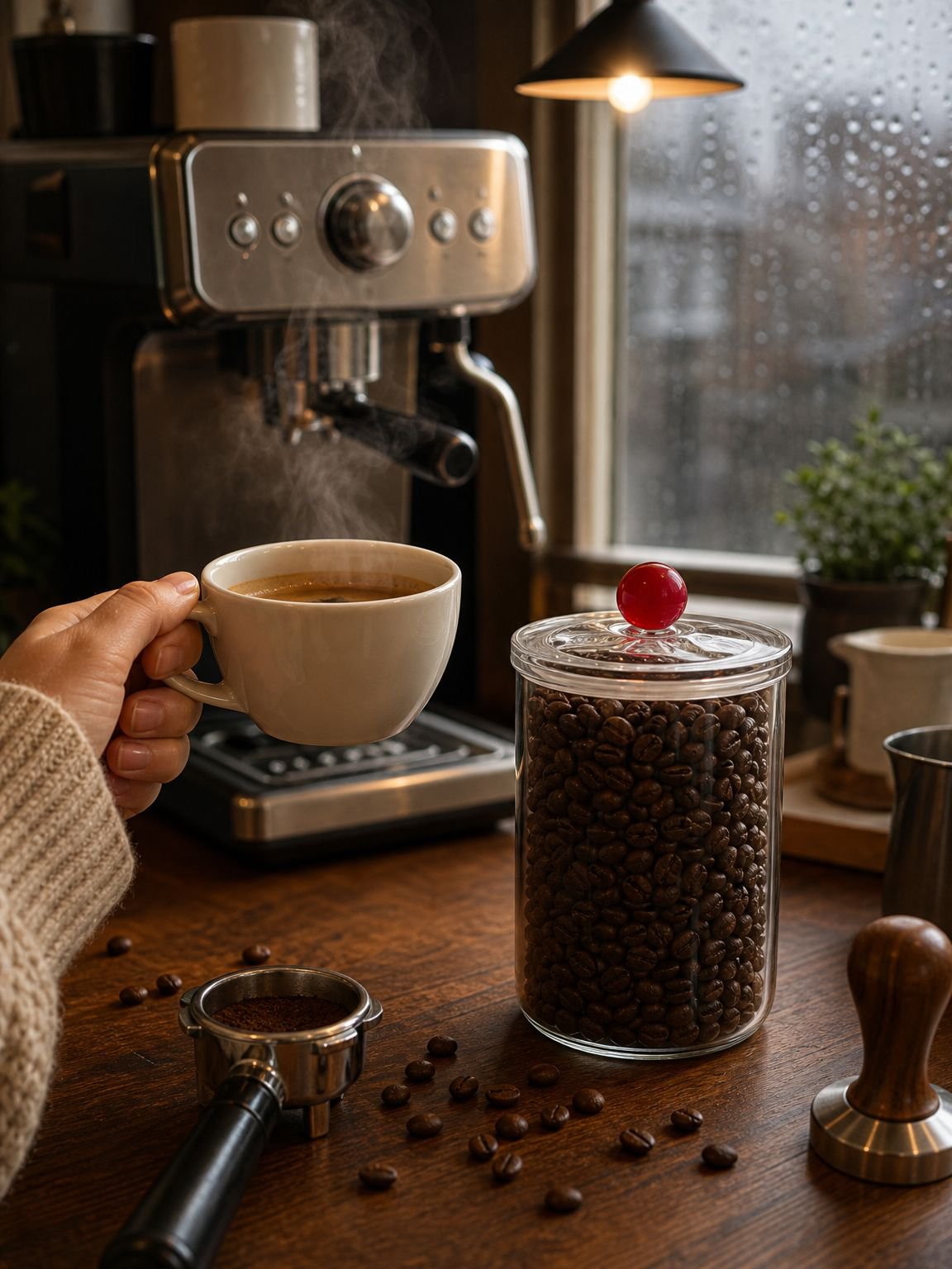 Coffee lover’s airtight storage canister with secure lid