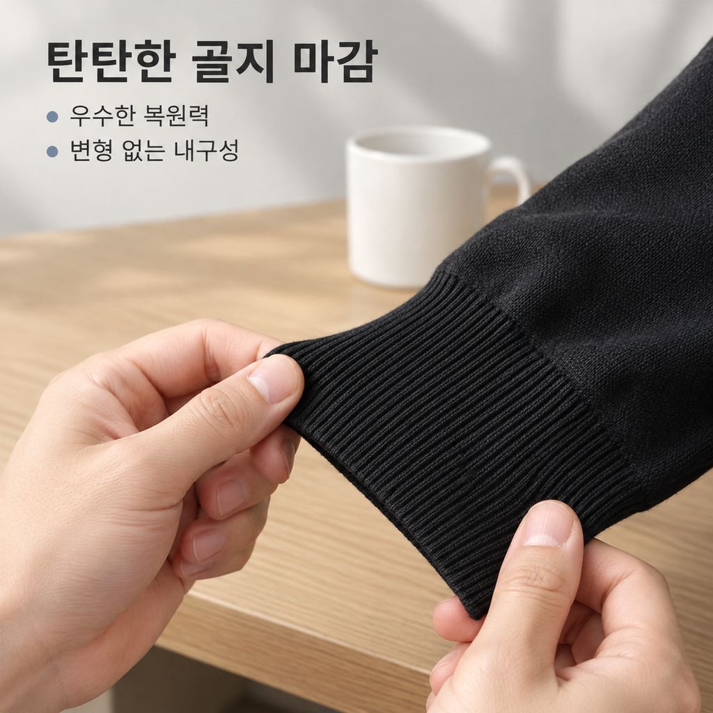 남성 울 실크 혼방 윙카라 긴팔 니트 스웨터 가을 겨울 이너