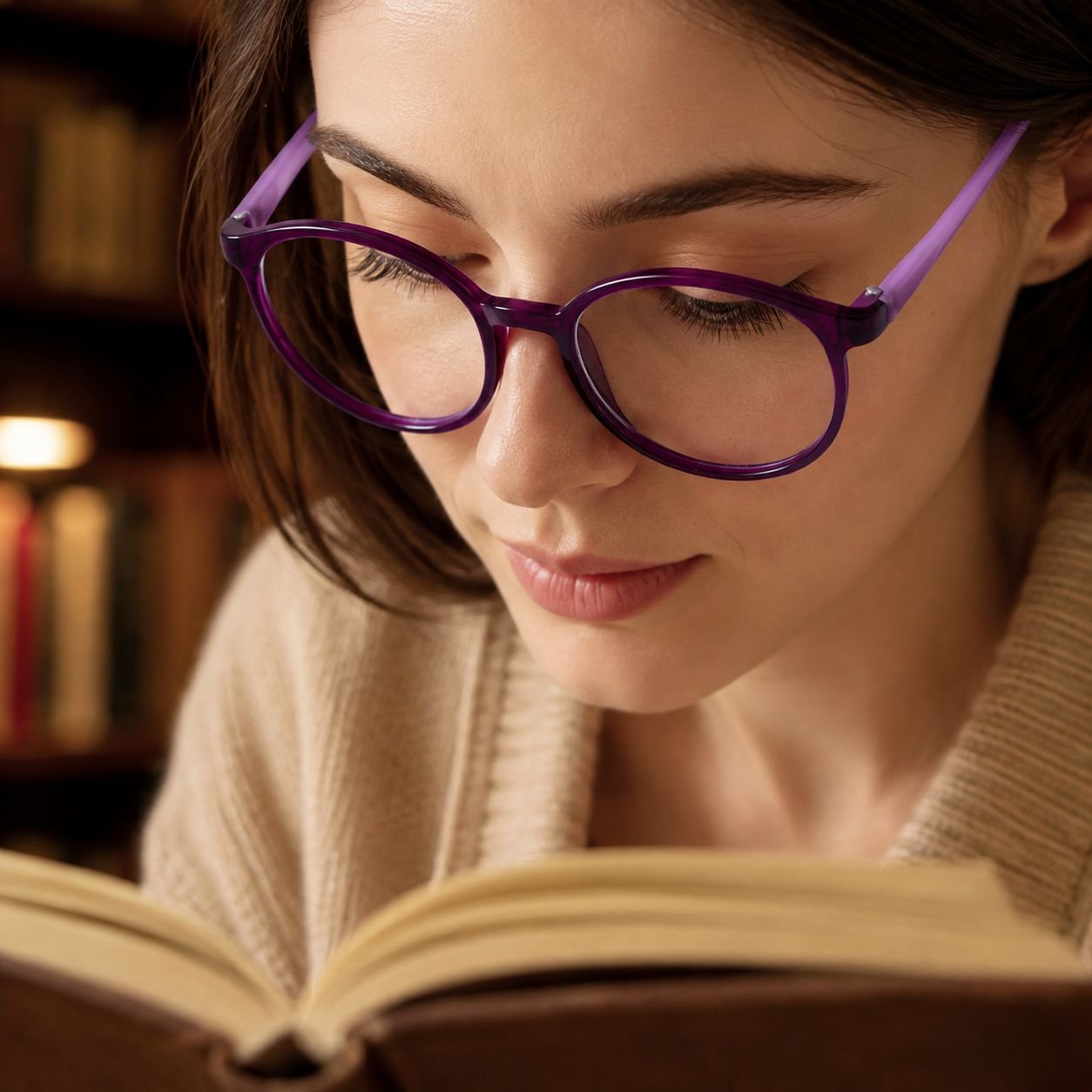 Side view of trendy reading glasses with slim temples