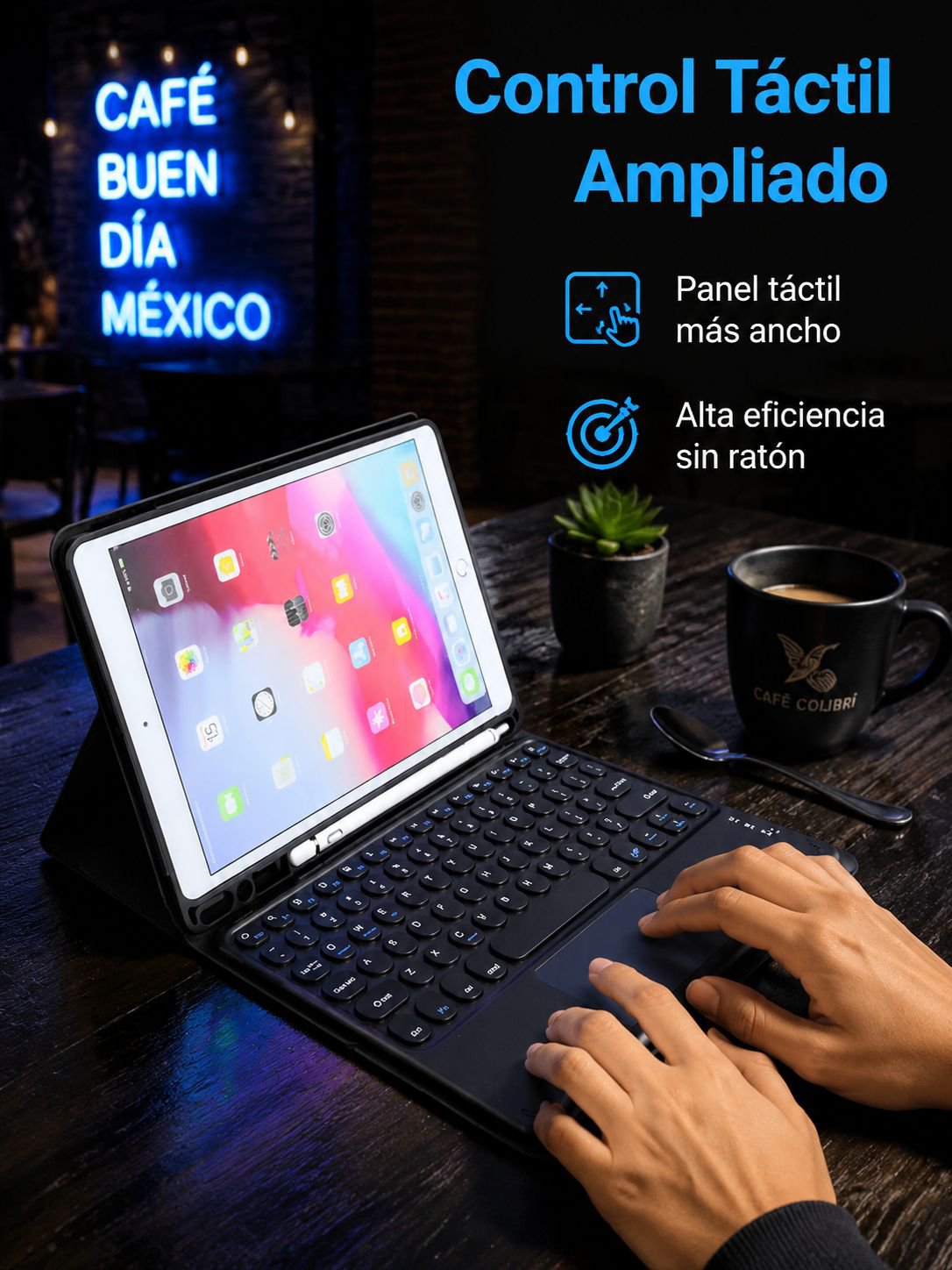 Funda con teclado Bluetooth para productividad en movimiento