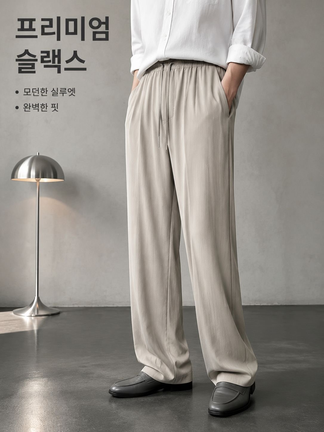 아이스 실크 통기성 캐주얼 슬랙스