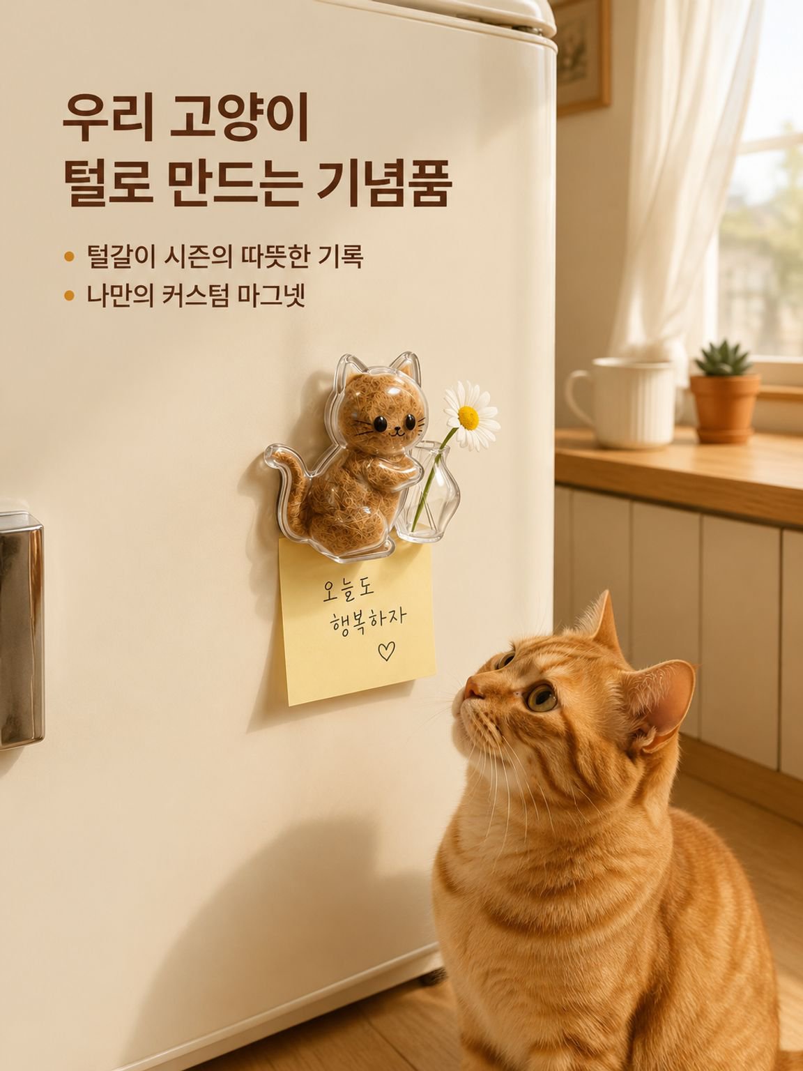 고양이 모양의 냉장고용 자석