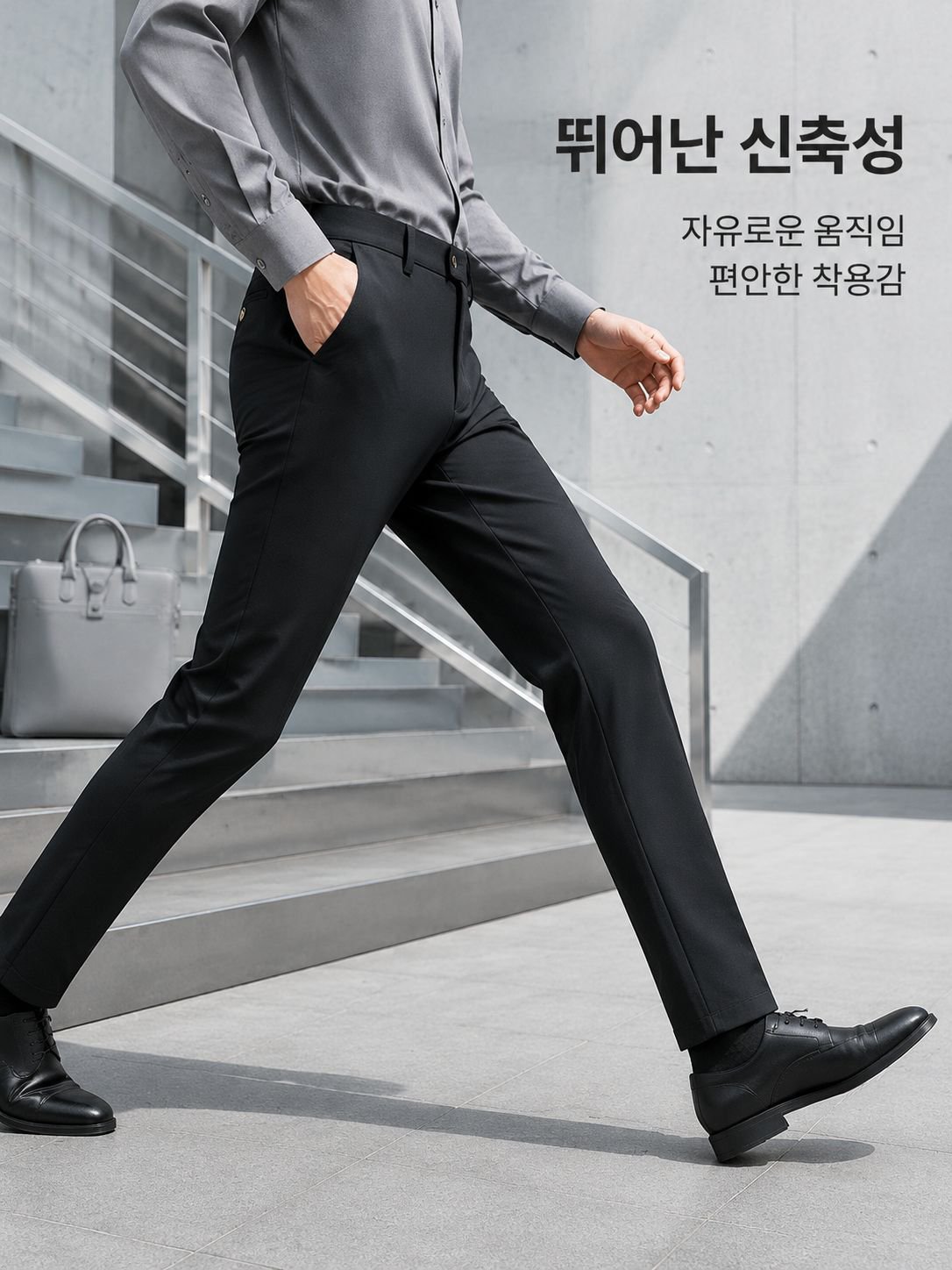 고탄력 루즈핏 스트레이트 남성 비즈니스 슬랙스