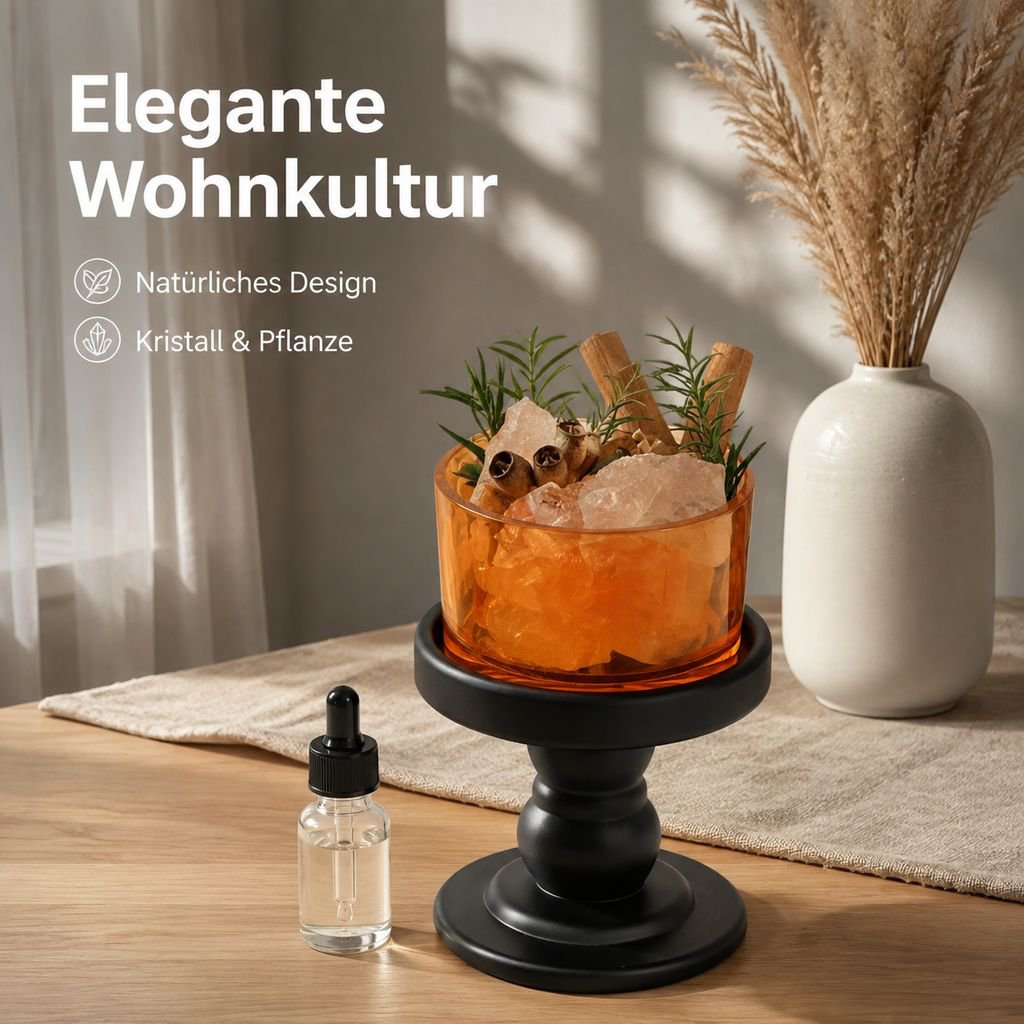 Edler Duftstein ohne Flamme mit Pflanzenmotiv als dekoratives Raumduft-Accessoire