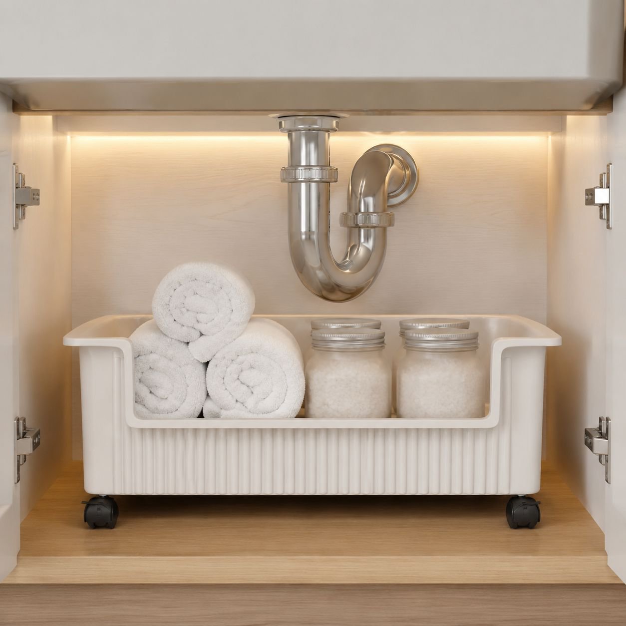 Bathroom Under Sink Movable Laundry Rack