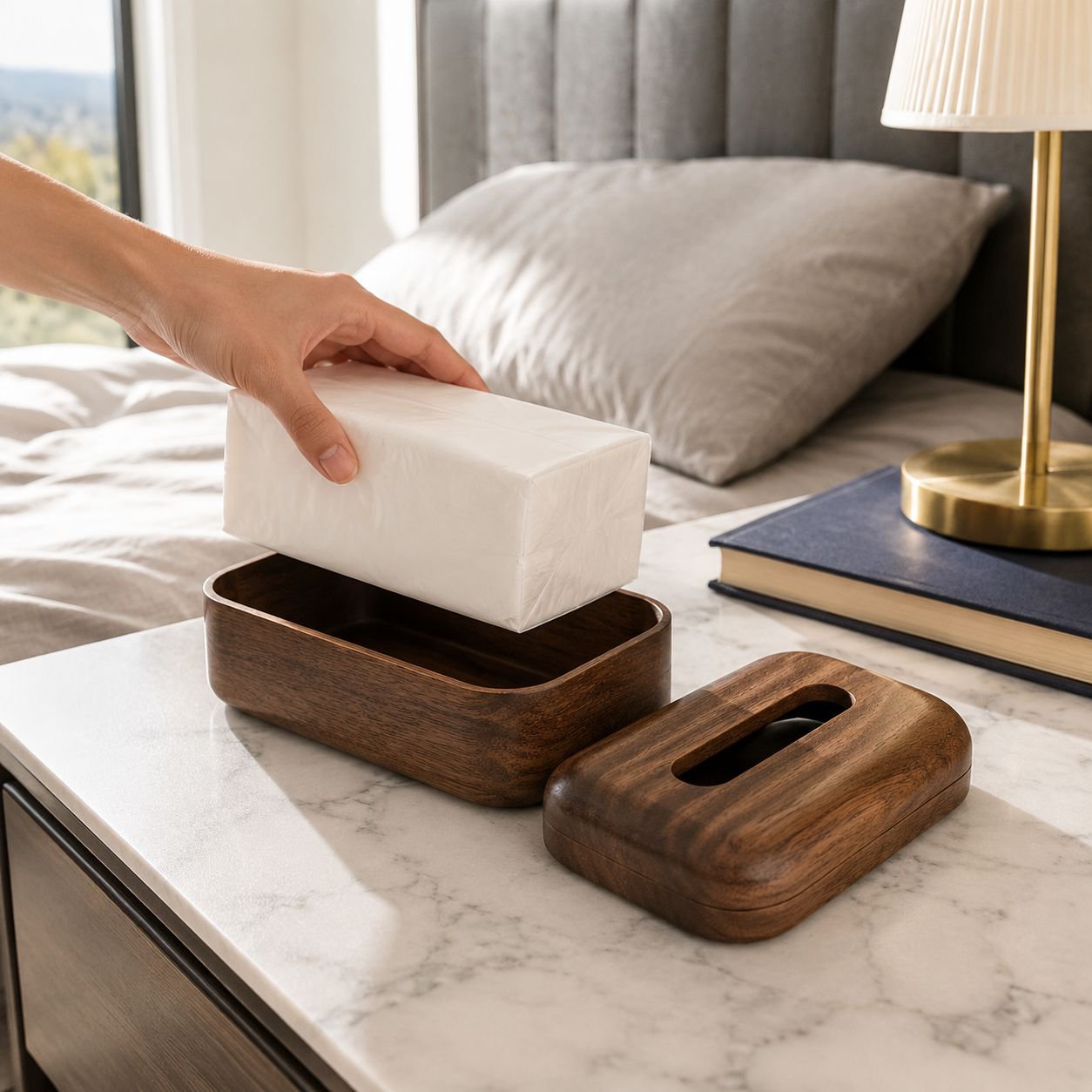 Luxury wooden tissue holder for home and office