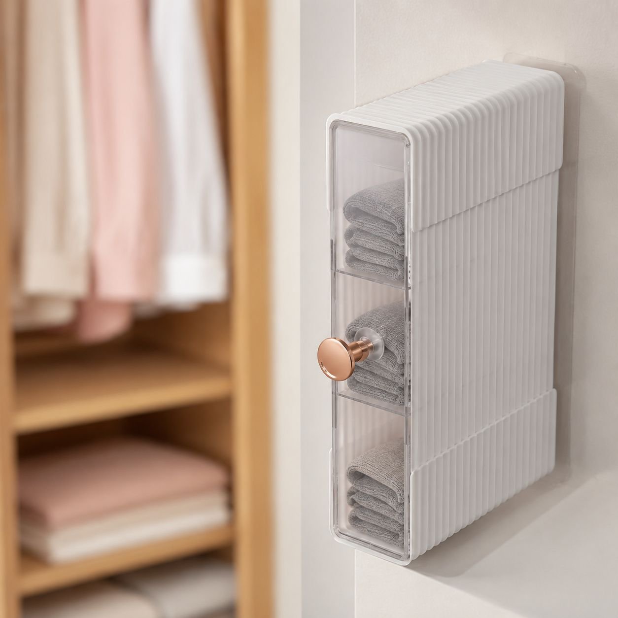 Partitioned closet organizer for underwear and socks