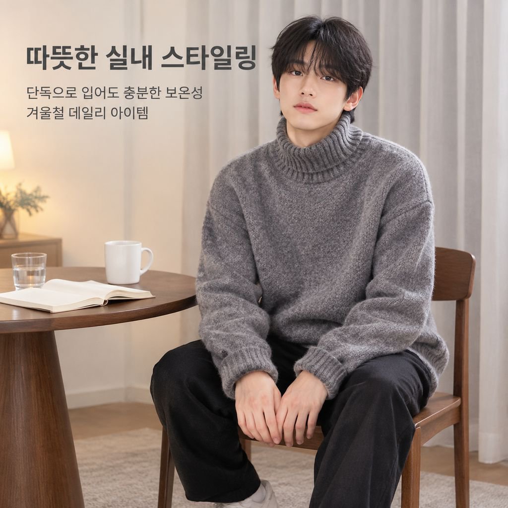 겨울 남성 터틀넥 목폴라 니트 빅사이즈 데일리 이너웨어