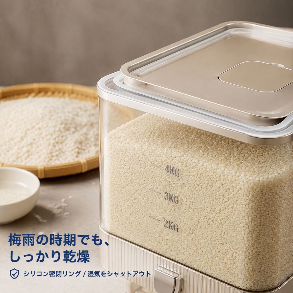 家庭用新型防虫防湿食品グレード密封米びつ