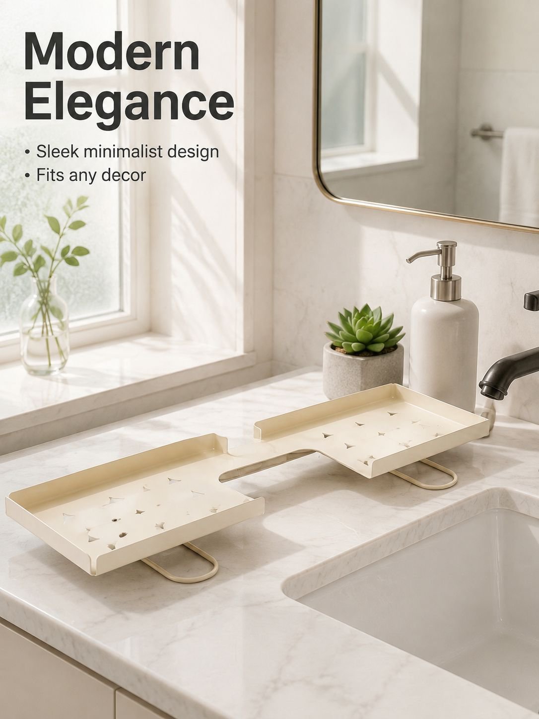 Multi-functional Bathroom Countertop Organizer with Mirror