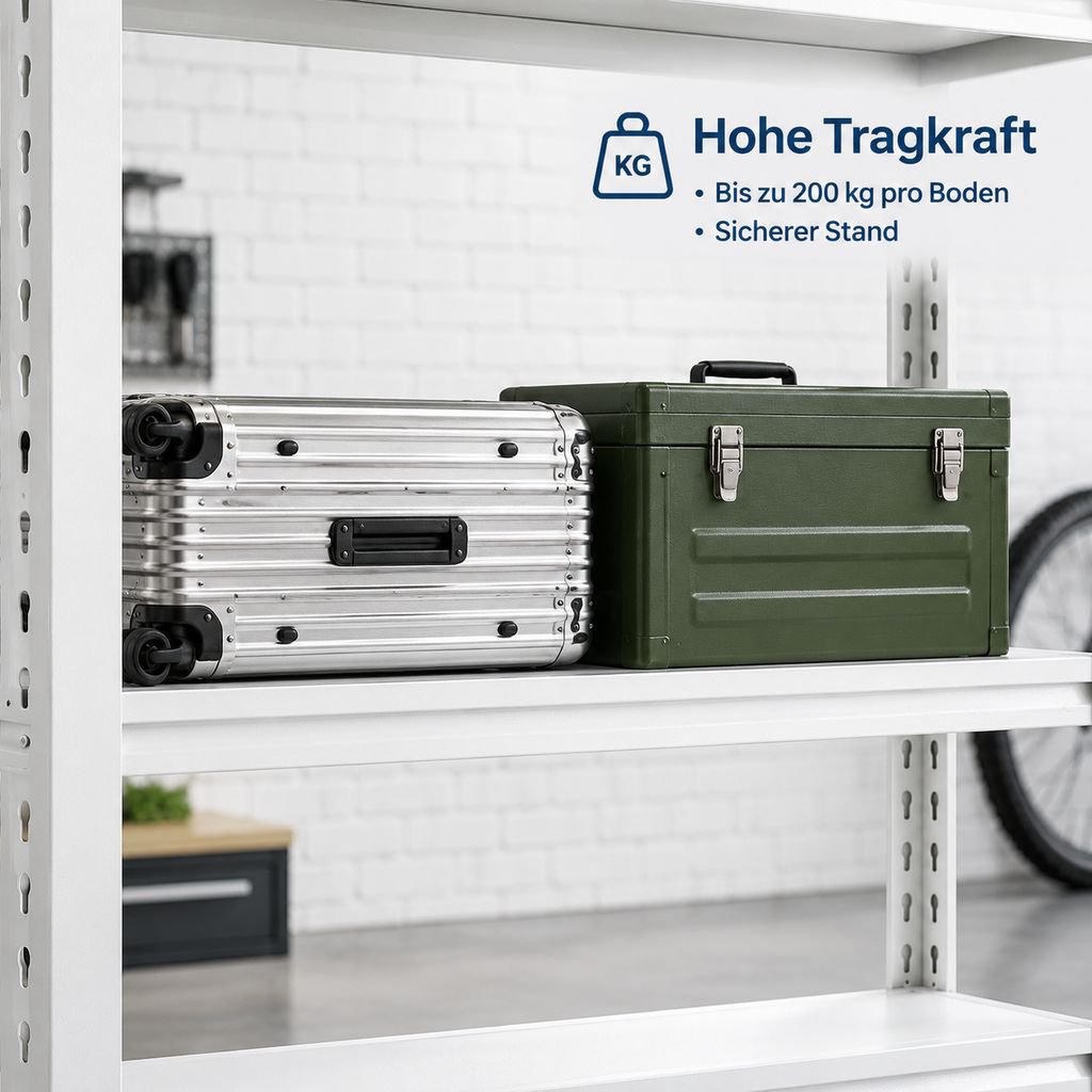 Robustes Lagerregal zur Aufbewahrung von Kartons und Haushaltsartikeln