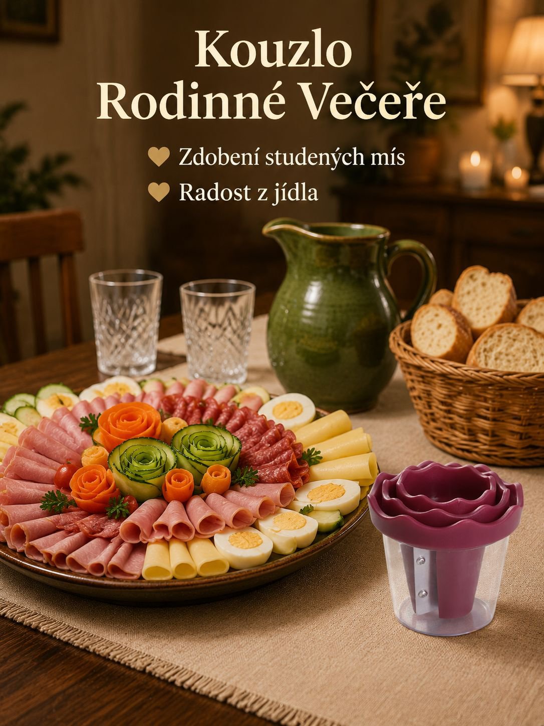 Kráječ zeleniny a ovoce ve tvaru růže