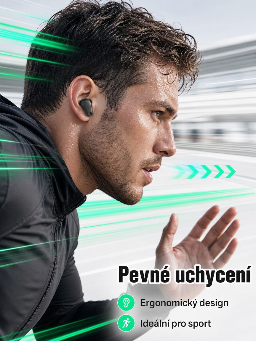 Bezdrátová sluchátka do uší s kostním vedením a potlačením hluku