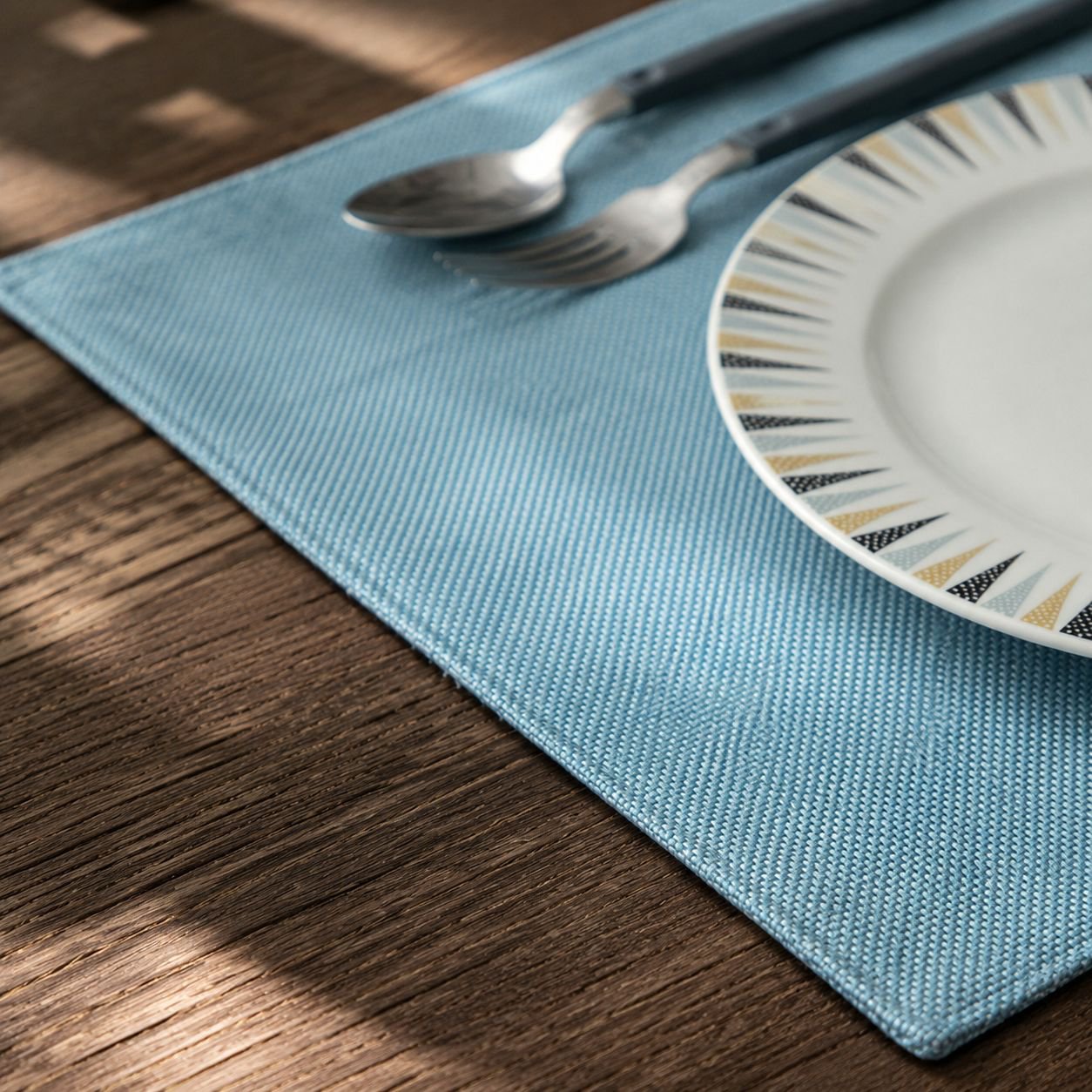 Durable imitation linen cloth placemat close-up