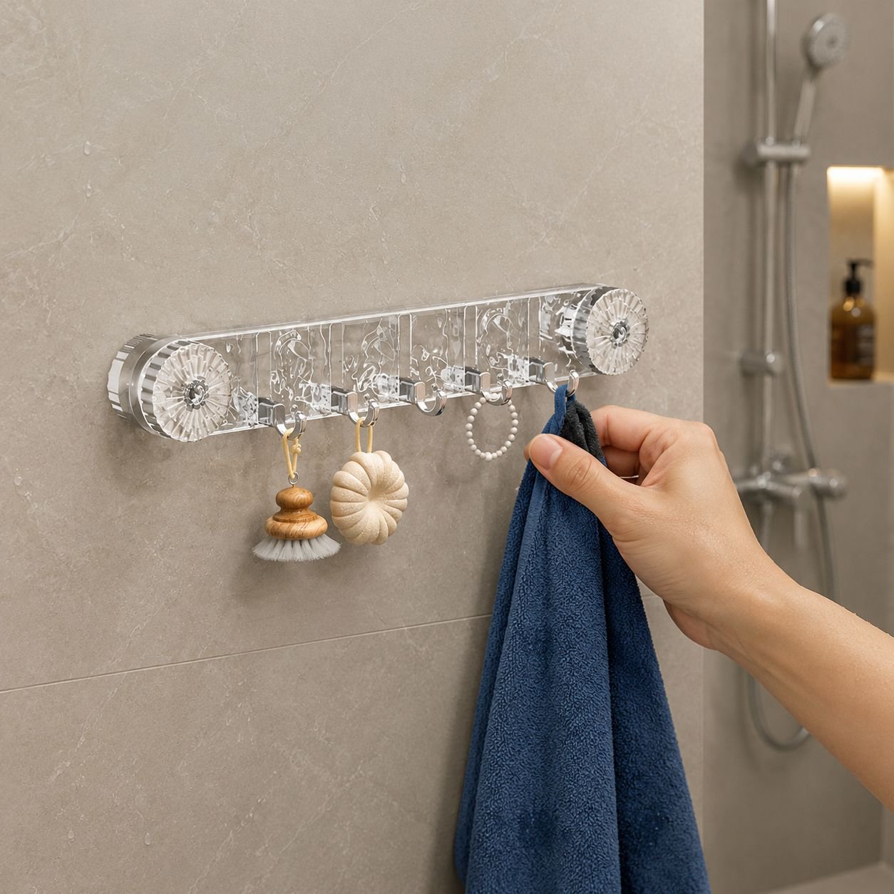 Reusable ripple design suction cup hook in modern kitchen