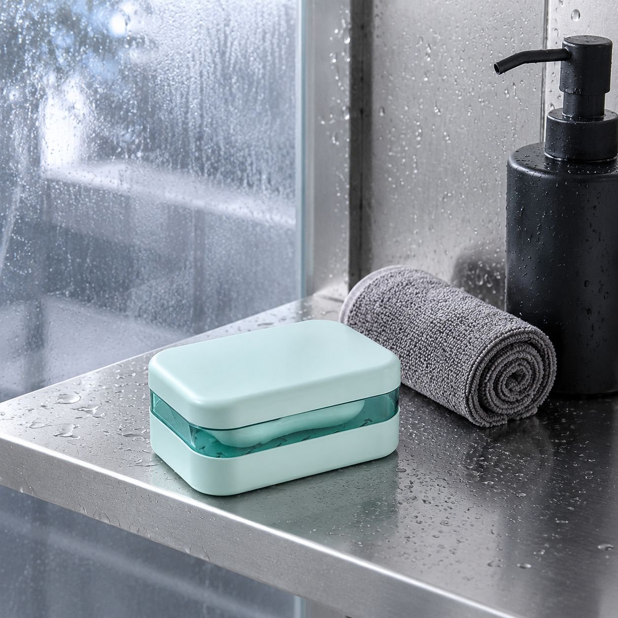Durable plastic soap box for outdoor use