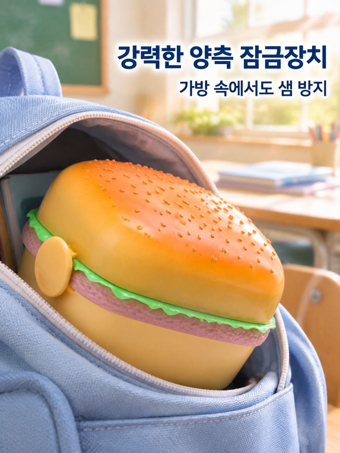 다기능 귀여운 햄버거 도시락 학생 휴대용 도시락 과일함