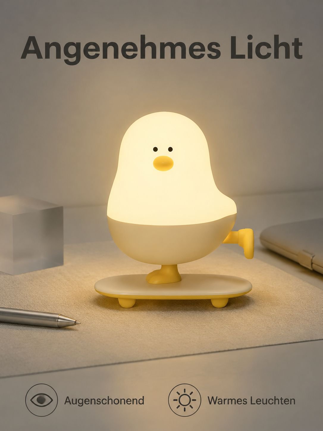 Kreative Skateboard-Nachtlampe mit kleinem Hähnchen