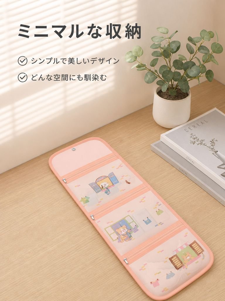 3つの仕切りが付いた、モダンでミニマルなデザインのアンダーウェア収納バッグ。