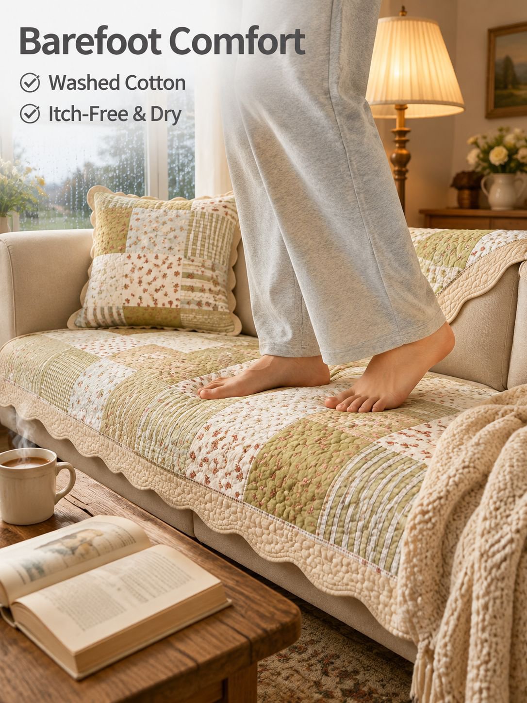 Farmhouse cotton fabric sofa cushion suitable for all seasons