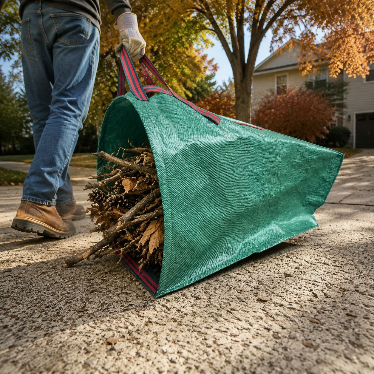 Heavy-duty collapsible bag for grass and leaves
