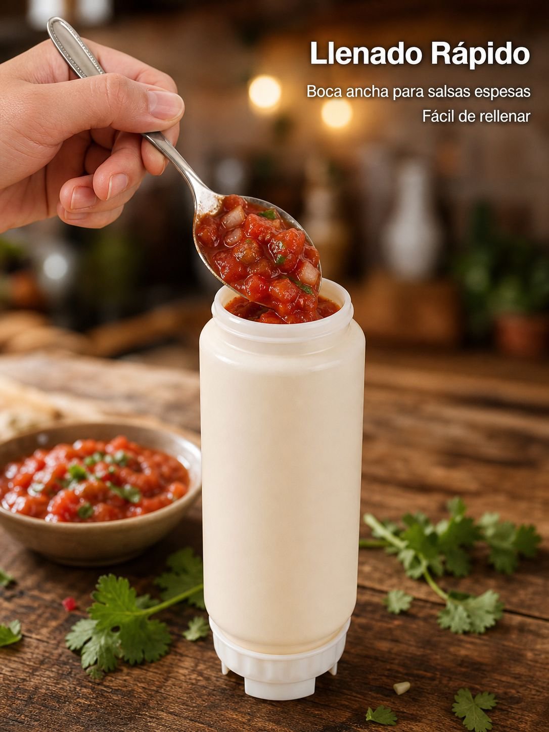 Dispensador de salsas a prueba de fugas con diseño ergonómico