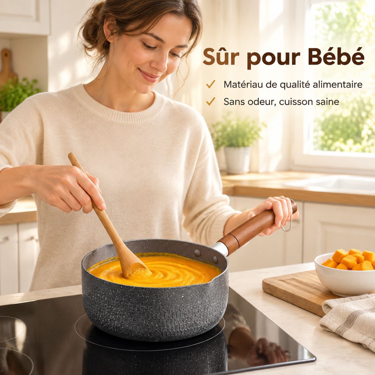 Casserole Yukihira Antiadhésive en Pierre Maifan pour Bébé et Lait