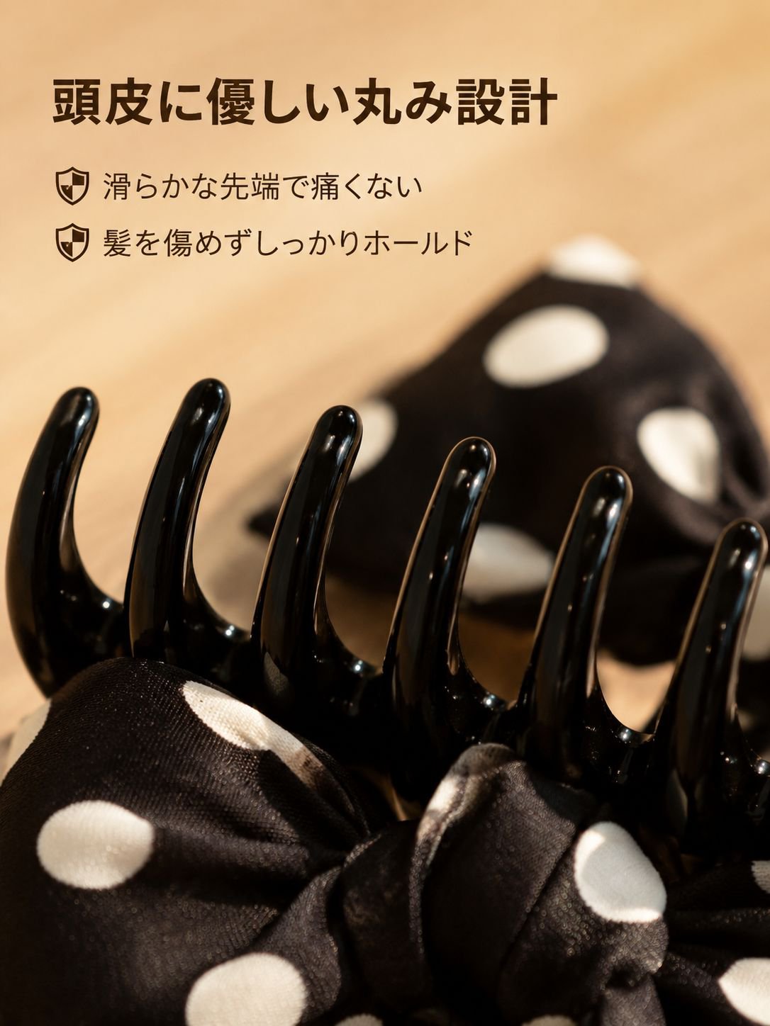 上品な水玉リボンヘアクリップ