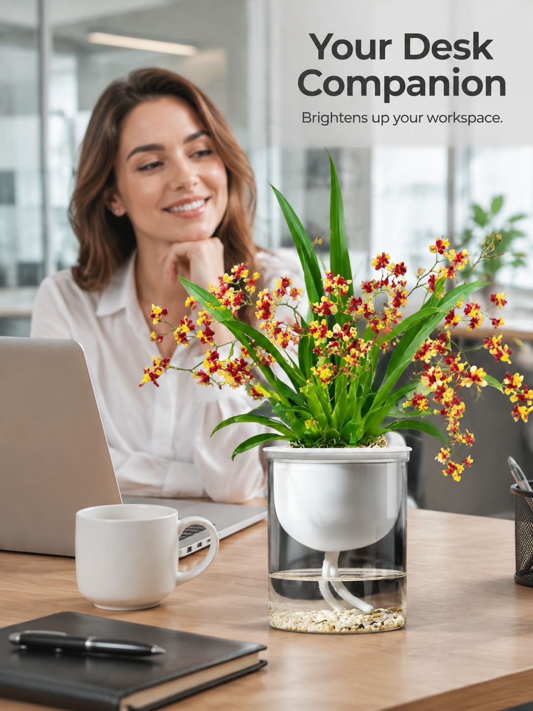 Green plants and fragrant potted flowers