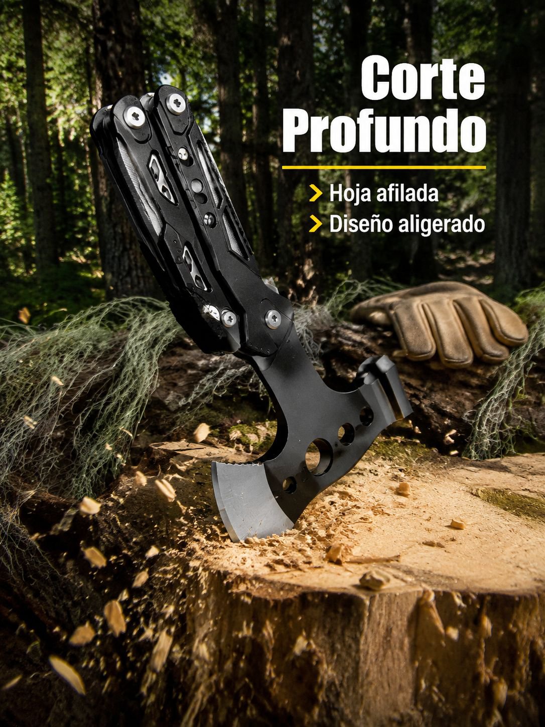 Hacha y martillo plegables para exteriores
