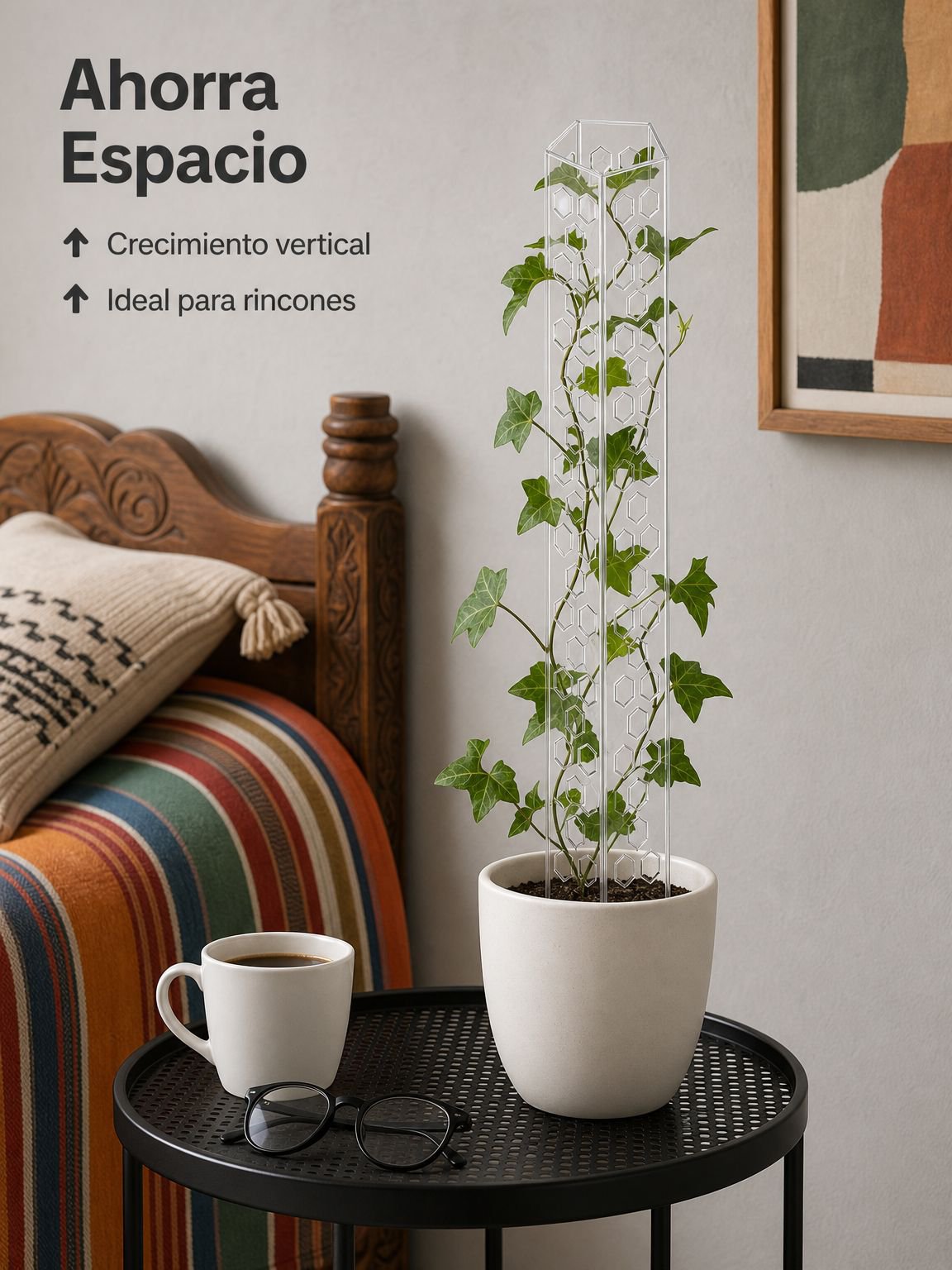 Soporte transparente para plantas trepadoras de interior